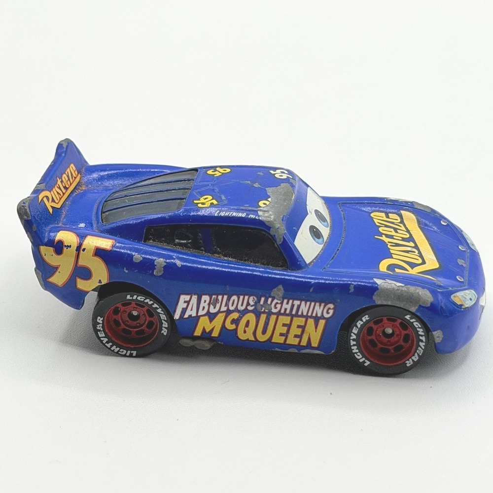Disney Pixar Cars RUSTEZE Lightning McQueen Blue Diecast Mattel‎ 1:55 DXV45B